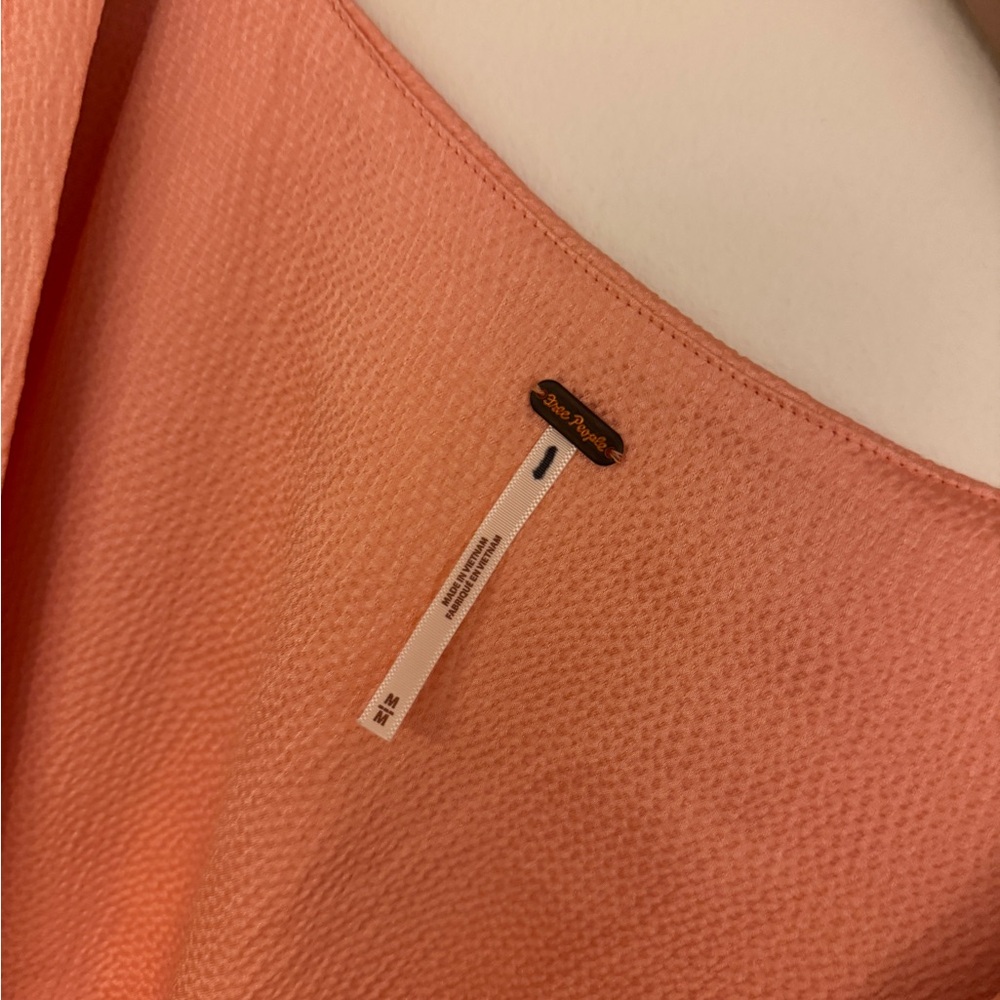 Free People BOHO Peach Dress with Button Detail - Picture 4 of 7